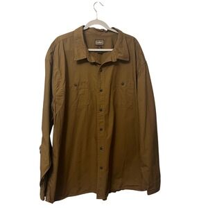 CE Schmidt Workwear Mens 4XL Brown Long Sleeve Button Up Work‎ Shirt 100% Cotton